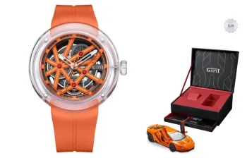 BONEST GATTI Offshore Speed Automatic Mechanical Movement Rubber Strap Watch Men's Watches Orange Watch Dial