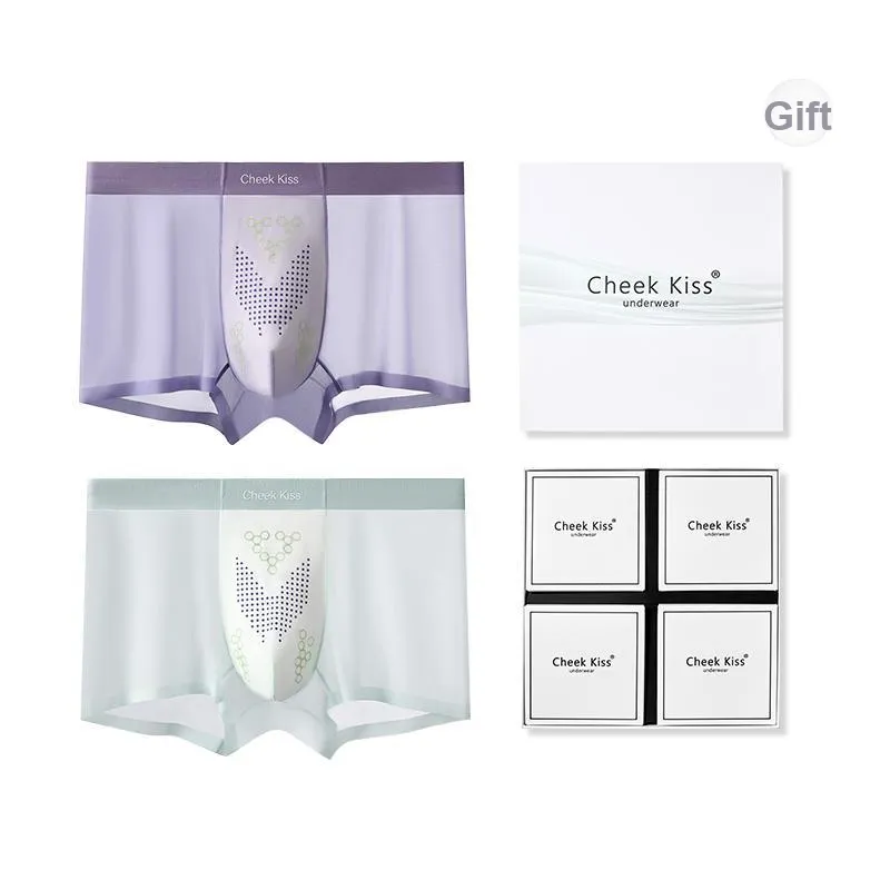 Cheekkiss Underpants Men's Comfortable Seamless Boxer Briefs Sports Shorts 2 Pack-0