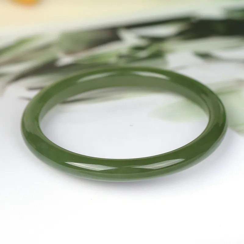 Yi Zhen Ge Hetian Jade Bangles Women's Green Jade-1