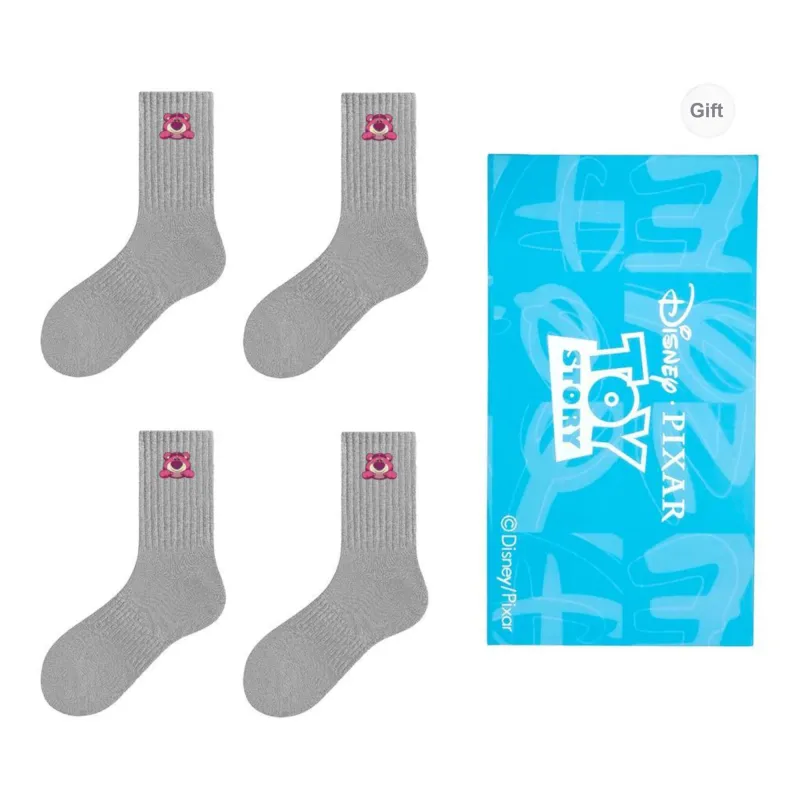 Disney Strawberry Bear Series Mid Calf Socks Unisex Shopping Bag 4 Pack-4