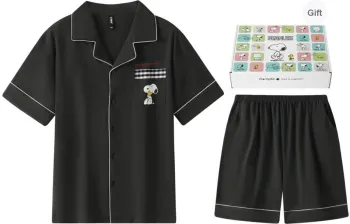 Gongdie x SNOOPY/, Pajama Set Men's Gift Box Set Black