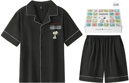 Gongdie x SNOOPY/, Pajama Set Men's Gift Box Set Black