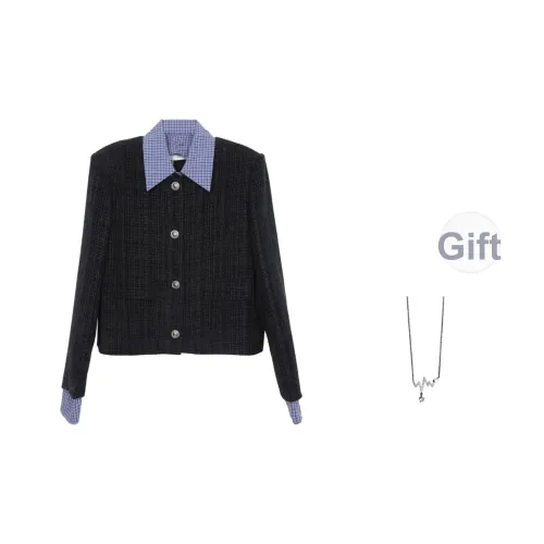 SHIEN Темно-синий Синий с ожерельем Женские Куртки