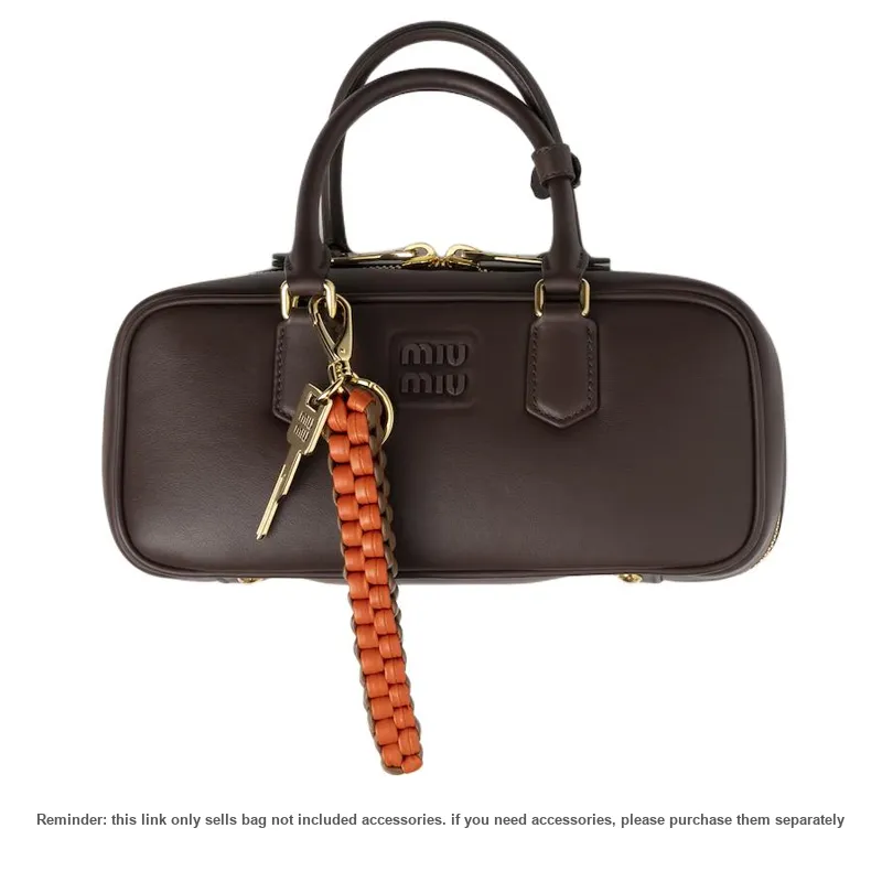 MIU MIU Arcadie Series Calfskin Bowling Bag, Shoulder Bag, Crossbody Bag, Handbag Tubas Women's Brown-5