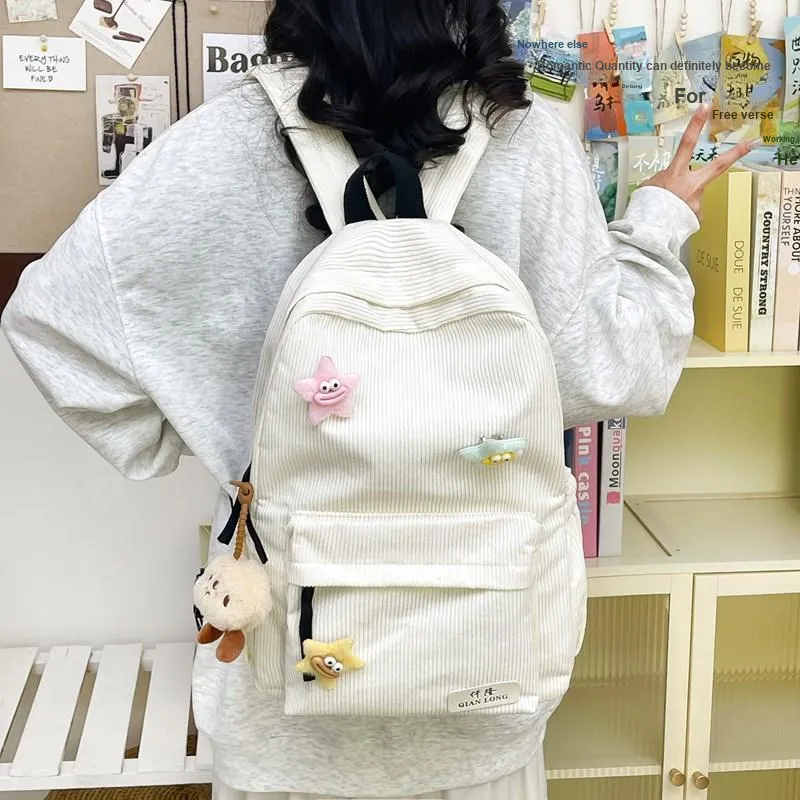 Travel Corduroy Backpack Regular Unisex Multicolor-12