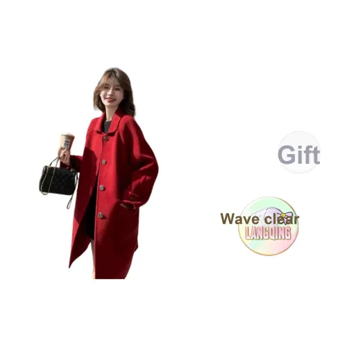 LANGQING Красный Giveaway Бренд Наклеенный Женское Пальто