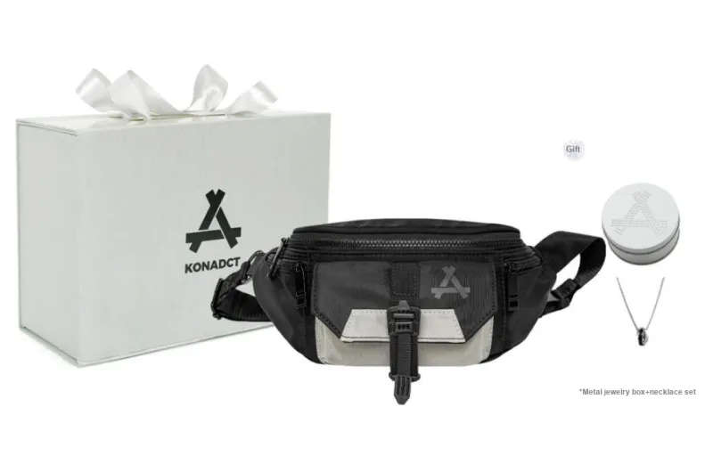 KONADCT Nylon Fabric Sling Bag, Shoulder Bag, Crossbody Bag, Fanny Pack Small Size Unisex Black-5