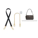 Coach Black 1.1 Wide Plain Weave Gold Buckle Underarm 65cm+Free Decorative Chain 40cm