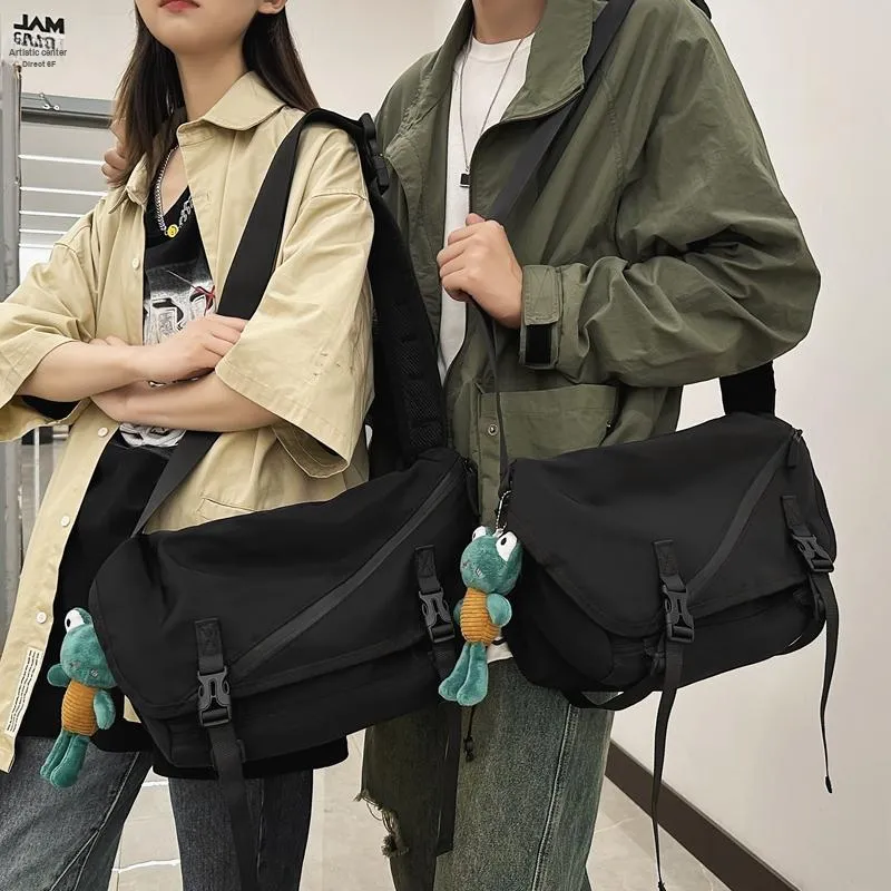 OUZIHUANG Nylon Crossbody Bag Regular Unisex Black-1