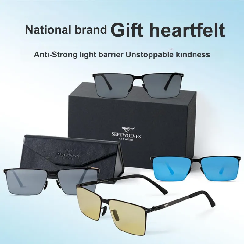 SEPTWOLVES Stainless Steel Square Sunglasses Unisex-4