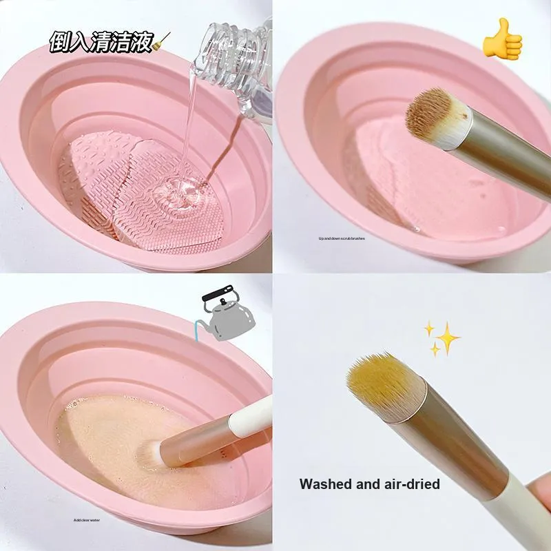 JONBOS Silicone Foldable Dishwashing Brush Makeup Brush Cleaner Cleaning Brushes Powder Puff Makeup Sponge-3