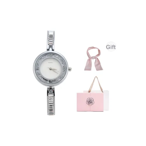 NANGL Кварцевый механизм стальной ремешок женские часы белый циферблат