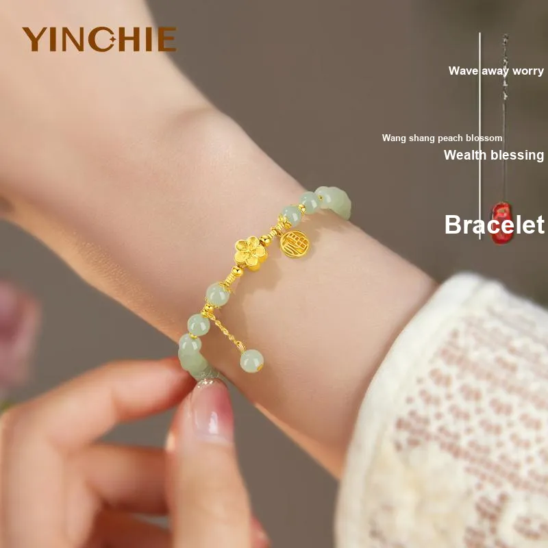YINCHIE Bracelets Pale Greenish White Jade Women's-5