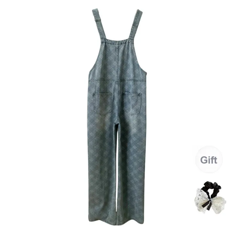 TUSHIFEI Overalls Women's Blue Pants+Hair Tie Comes With-1
