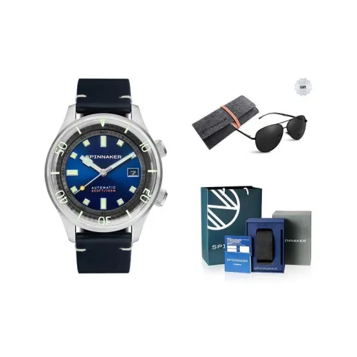 SPINNAKER BRADNER Collection Мужские часы Автоматический механический механизм Естественная кожа Ремешок Синий циферблат