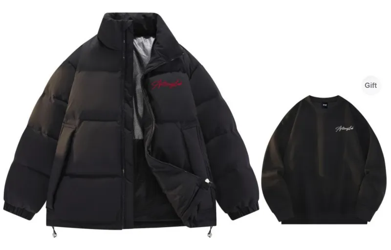 Emoji Down Jacket Unisex Black Red-23