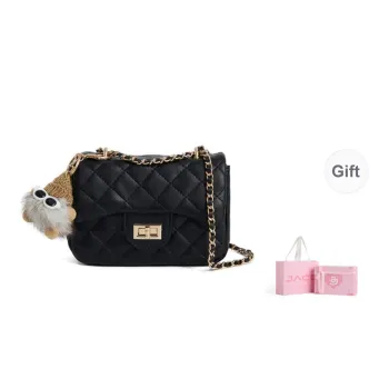 JACD PU Shoulder Bag Medium Size Women's Black/White