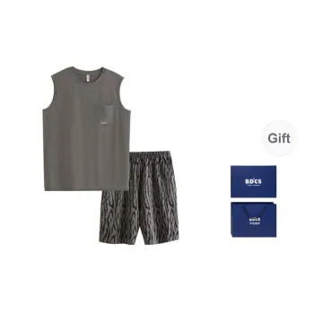Peninsula City Pajama Set Men's Gift Box Set Dark Gray