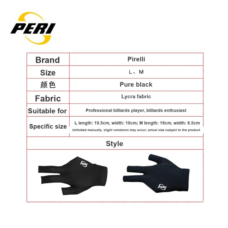 PERI Billiards Three Finger Gloves Lycra Unisex Blue Black-6