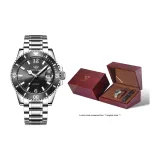 U9605G1 Silver Case Black Dial, Silver Steel Band[Luxury Style Rosewood Box+Strap]