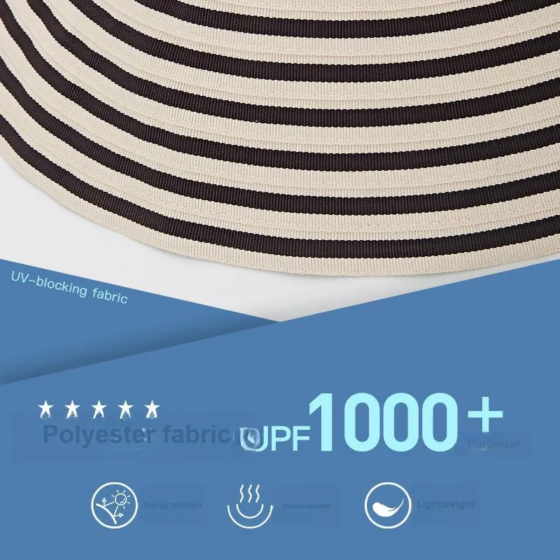 ZAUO Polyester Sun Protection Hats Women's Black White-2