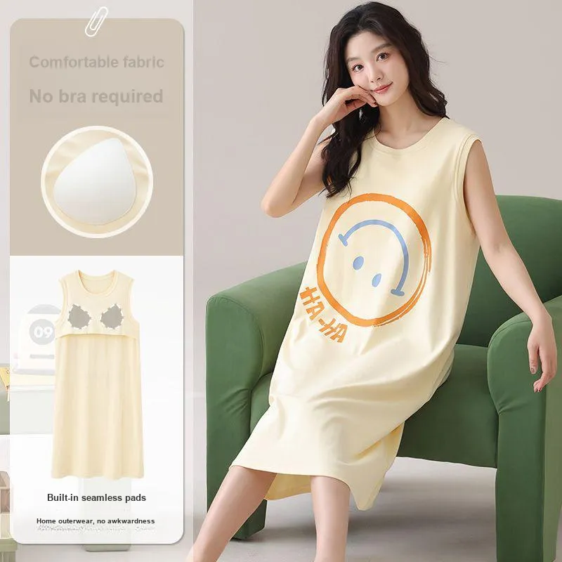 XISHE Nightgown Women's Light Yellow-1