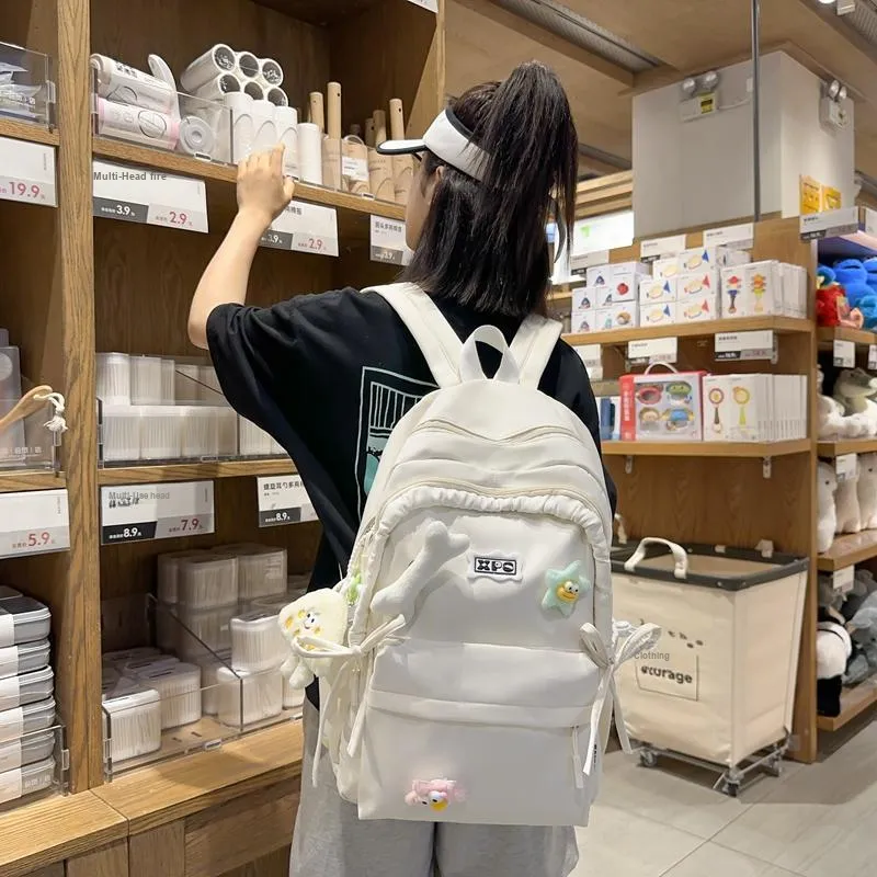 YUANTUZHE Nylon Backpack Women's Pink White Black Purple Yellow Green-11