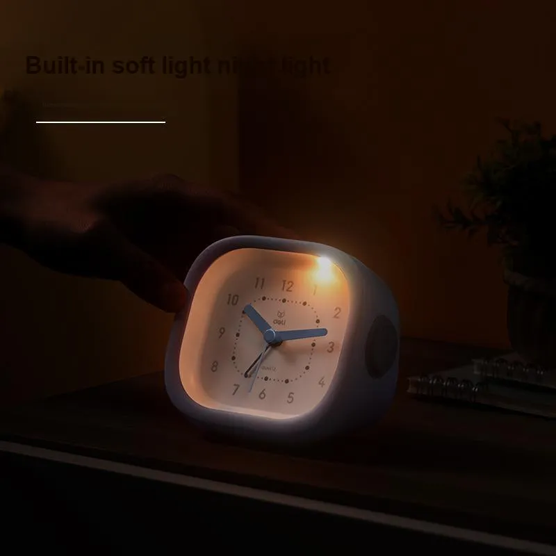 Deli Sweeping Seconds Movement Plastic Alarm Clock Unisex-5