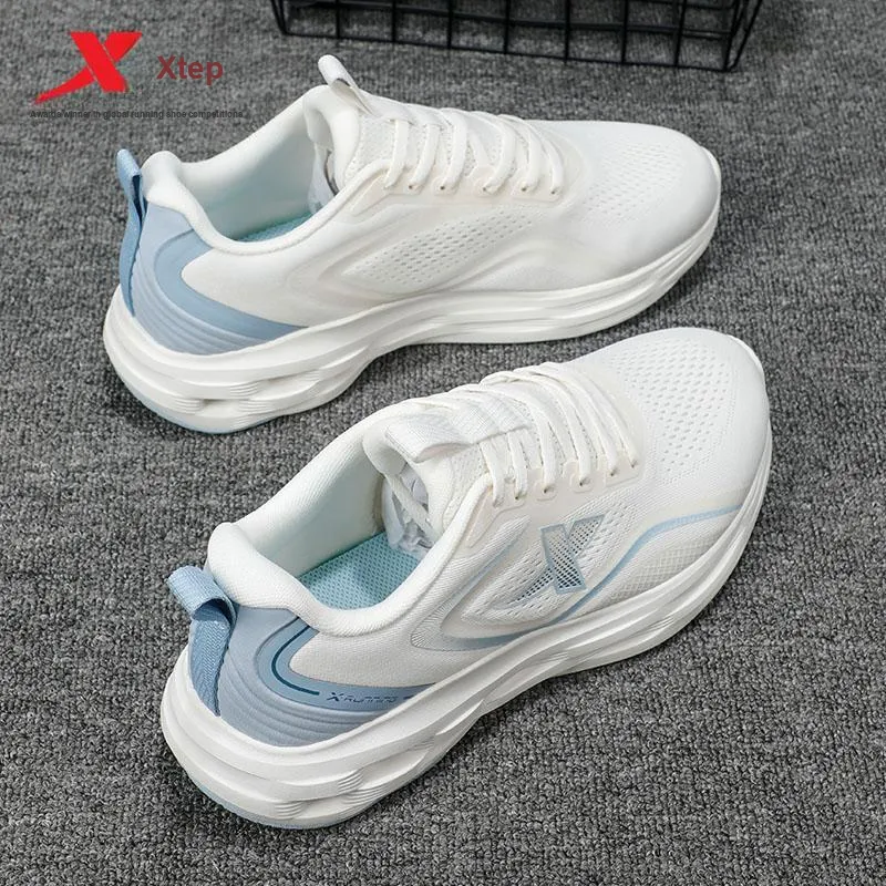 XTEP Cushioning Breathable Low-Top Running Shoes Men's Sail White/Evening Dusty Blue-10