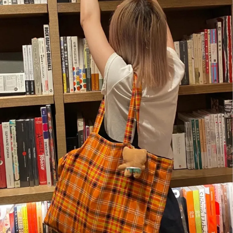 HAWA Canvas Canvas Bag Tote Bag Shopping Bag Shoulder Bag Women's Orange-4