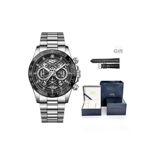 ATQ Cool Play Collection Кварцевый механизм Стальной ремешок Часы Мужские Черный циферблат