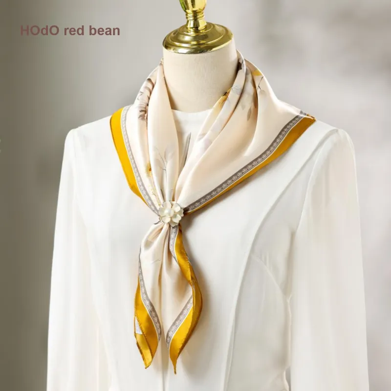 Red Bean Mulberry Silk Scarves Women's-16
