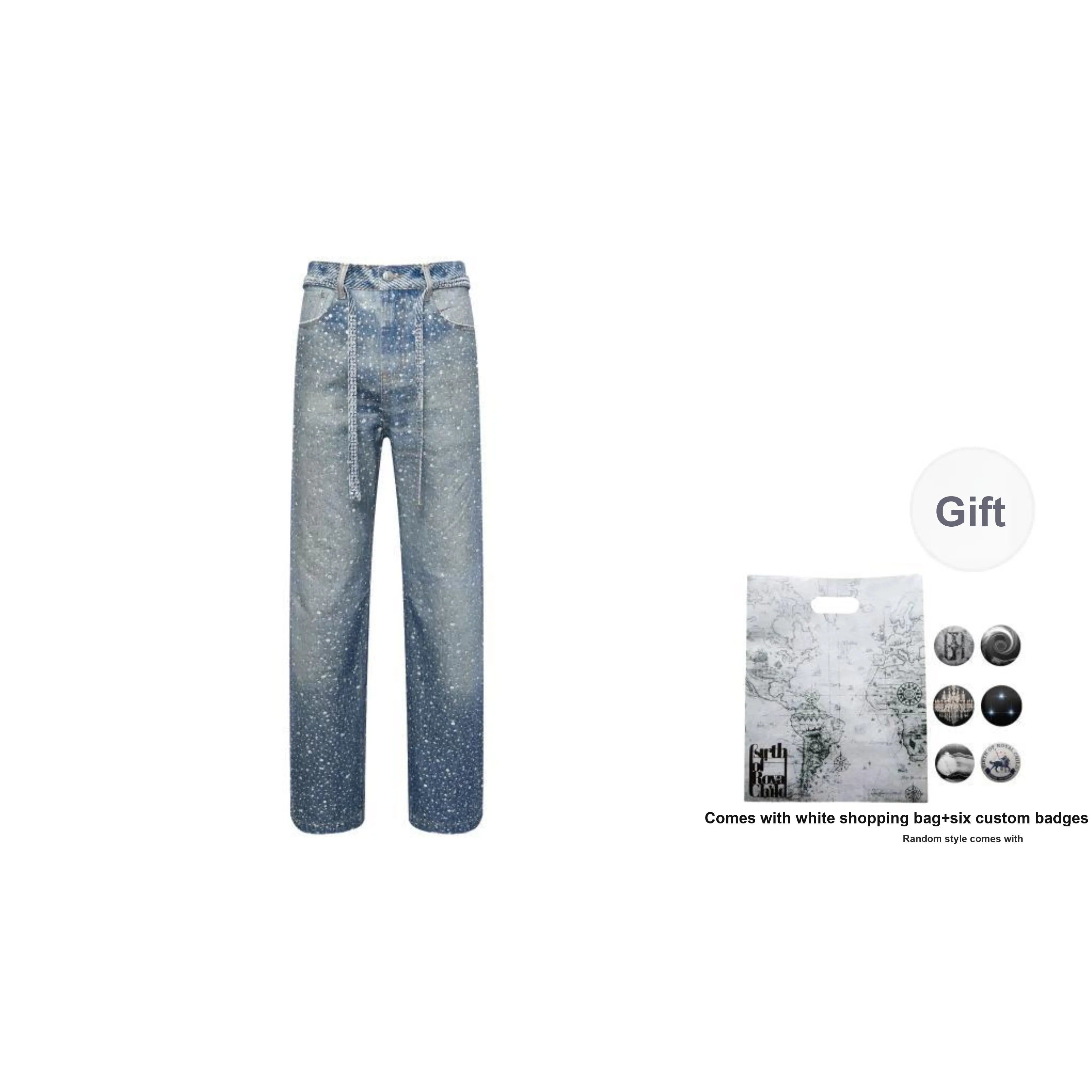 BIRTH OF ROYAL CHILD 3D Printed Washed Swarovski Diamond Jean