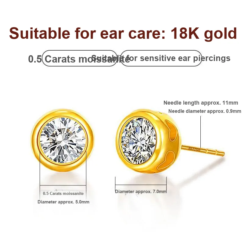 DAIRUO 18K Gold Stud Earrings Unisex-2