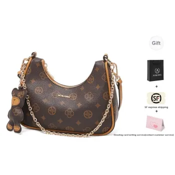 AOKANG PVC Shoulder Bag, Croissant Bag Regular Women's Coffee/Ecru