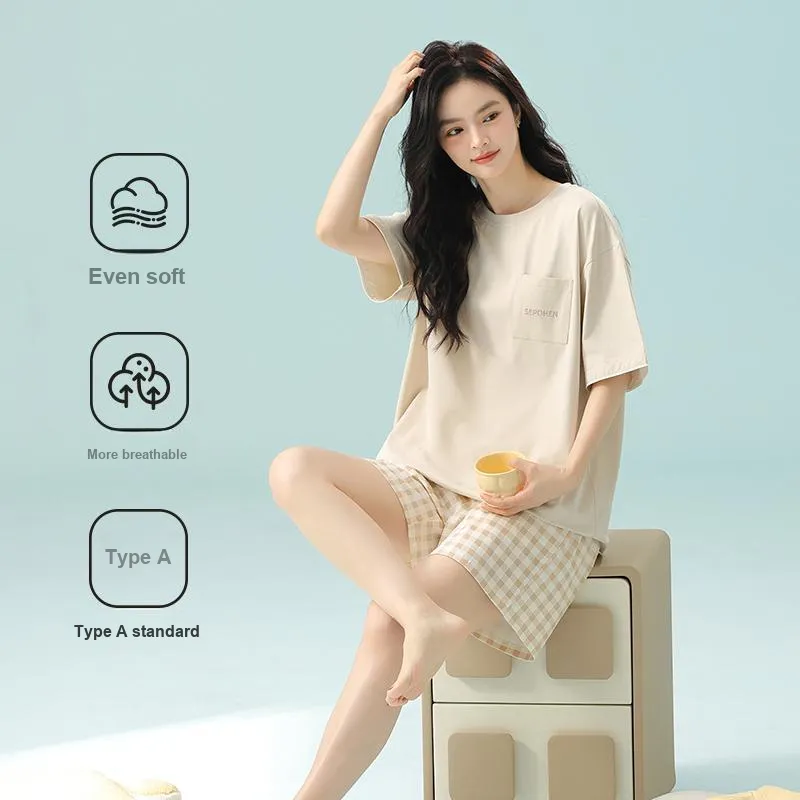XIAFENYAN Pajama Set Women's Apricot-3