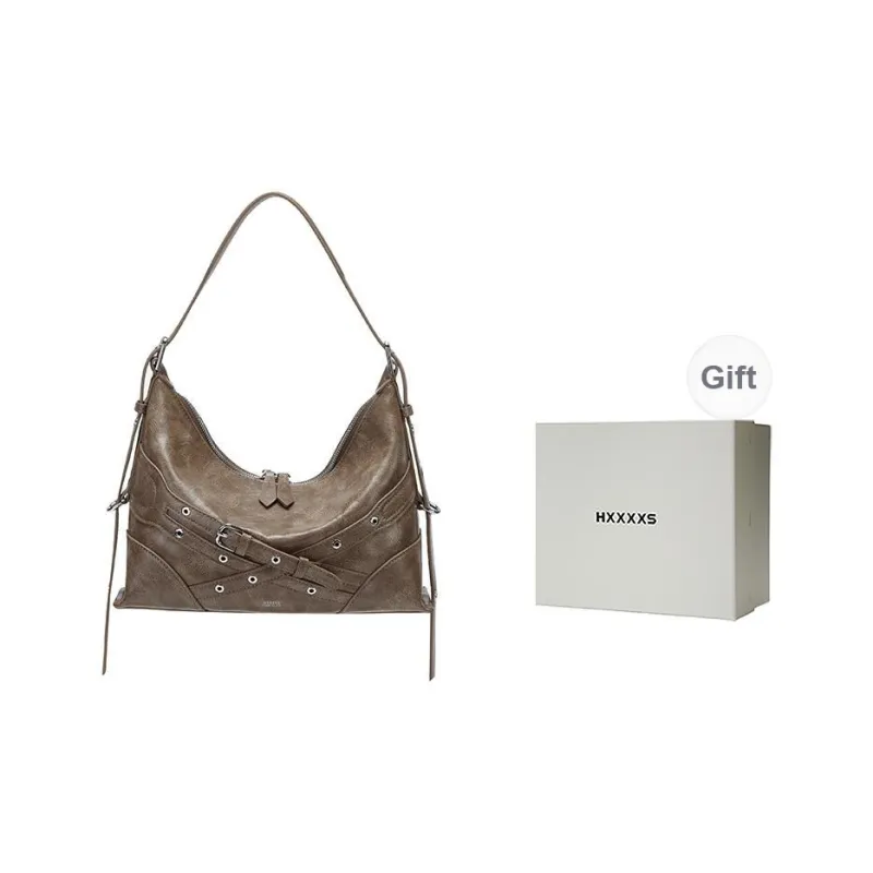 HXXXXS Cow Leather Handbag, Shoulder Bag Regular Women's Black/Wasteland Gray-5
