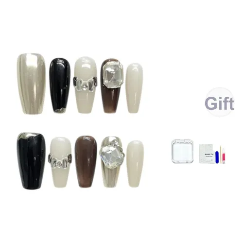 JINGCHANXUE Готический Magic Mirror Сахарный кубик Handcrafted False Nail Средний LADDER Роскошь Jump Цвет Стиль Инстаграм 14мм