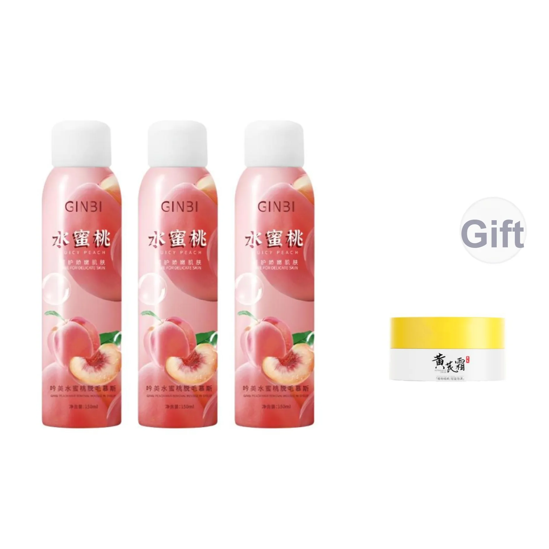 GINBI Медово-персиковый Мусс для удаления волос Глубокая очистка Удаление волос Ощущение прохлады Успокаивающий