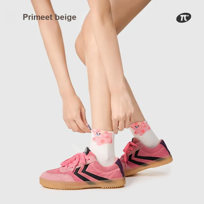 Primeet Mid Calf Socks Women's 5 Pack White Is Cute-2
