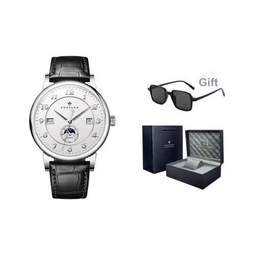 PONIGER Автоматический Механический Механизм Мужские Часы 41мм*41мм*12мм Белый