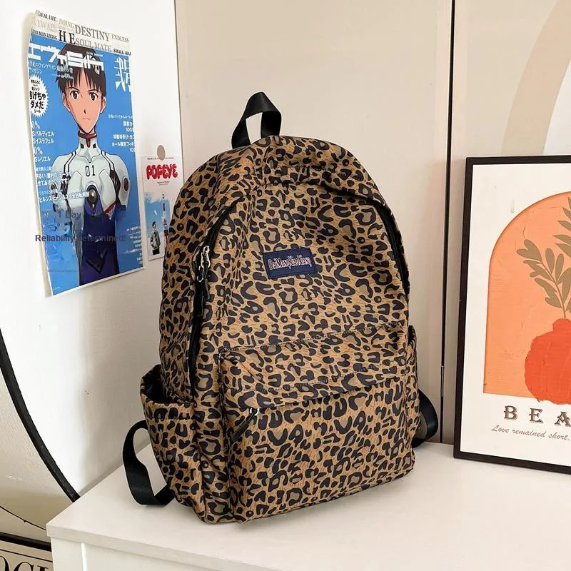 KAMLUI Canvas Bag Backpack Regular Unisex Pink Leopard Print/White Leopard Print/Brown Leopard Print/Blue Leopard Print-19