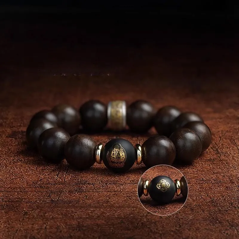 DALONG Fragrance Enhancer, Agarwood, Obsidian Bracelets Unisex-4