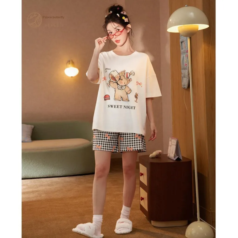 Gongdie x GANBEIXIAOXIONGCHAHUA LIANMINGKUAN Pajama Set Women's Apricot-3