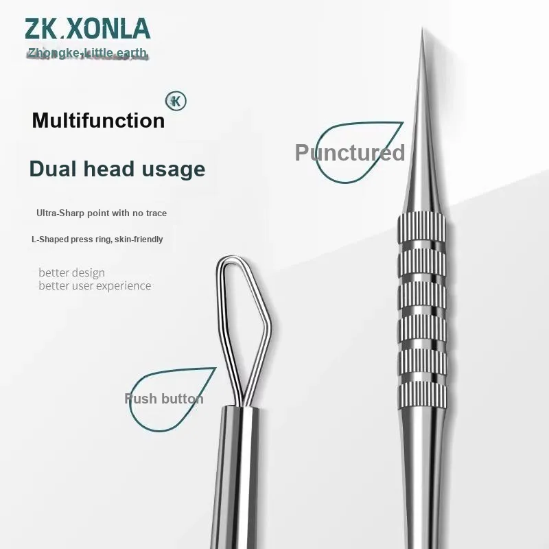 XIAOTIANLAI Ultra Sharp Cell Blackhead Tweezers Acne Extraction Tool Fat Granule Cleaning Device Acne Needle Cleanser-2