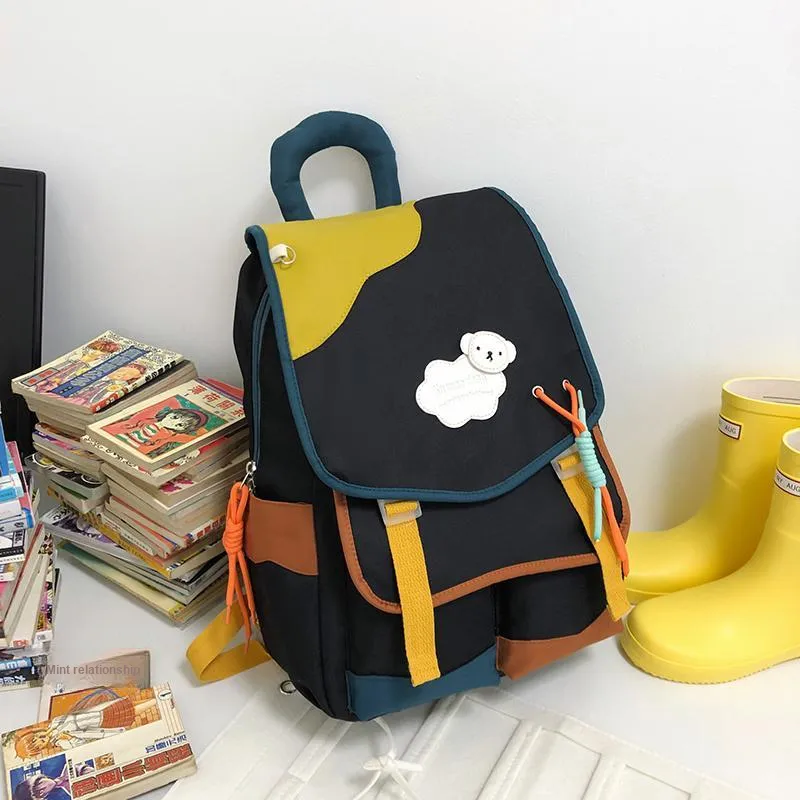 KAMLUI Nylon Backpack Unisex White Pink & Color/White Yellow & Color/Blue Yellow & Color/Black Yellow Multicolor-23