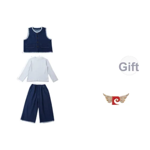 PIERRE CARDIN Женский Деним Осенний Детский T Рубашка Жилет Широкие брюки THREE Комплект AUTUMN Модный