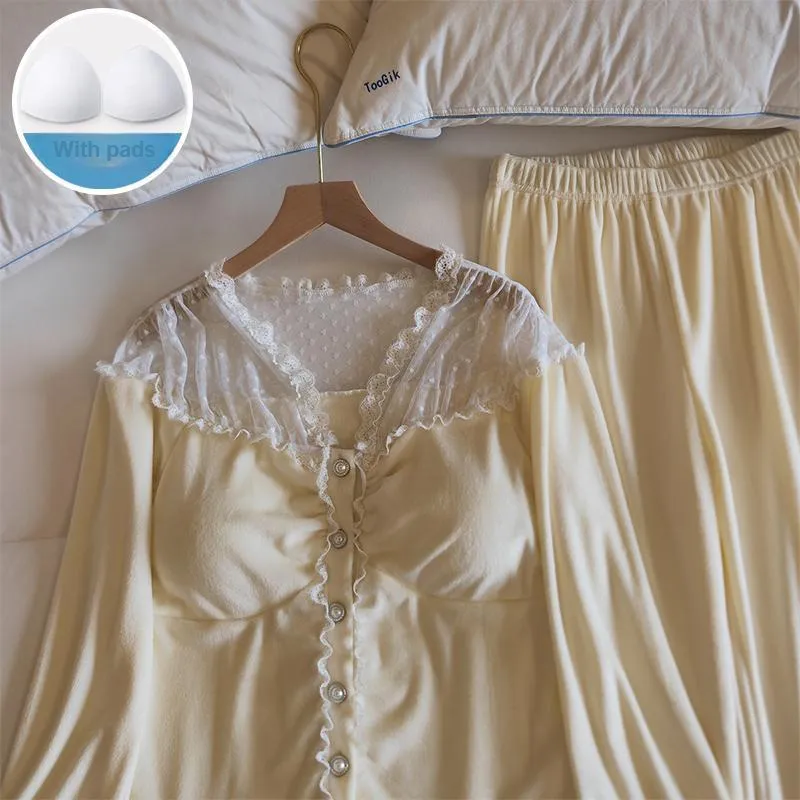 Sleeping Beauty Pajama Set Women's Light Yellow-3