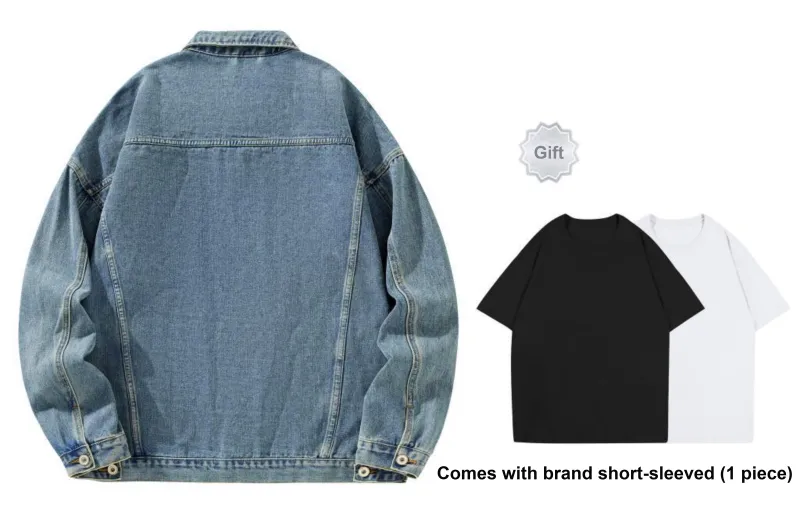 BOTH PLAY Denim Jacket Comes With Short Sleeved T Shirt Unisex-16