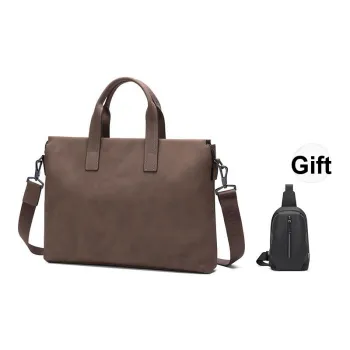 POLO Cow Leather Briefcases Large Size Men's Black Gray Color/Brown